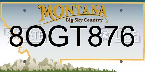 8OGT876 Montana License Plate
