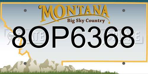 8OP6368 Montana License Plate