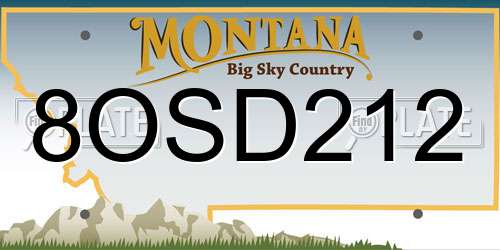 8OSD212 Montana License Plate