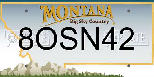 8OSN42 Montana License Plate