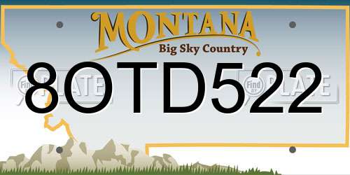8OTD522 Montana License Plate