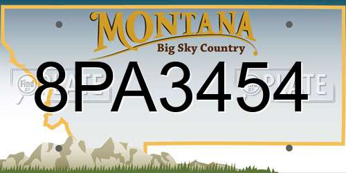 8PA3454 Montana License Plate