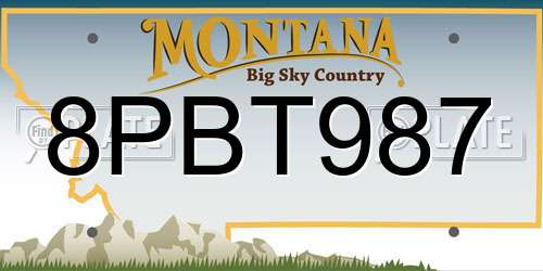 8PBT987 Montana License Plate