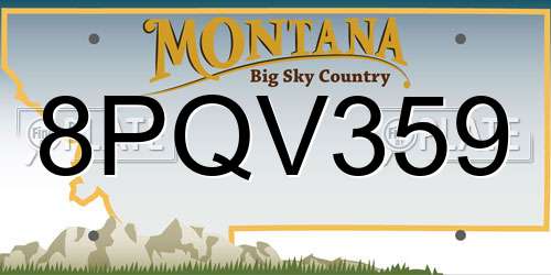 8PQV359 Montana License Plate