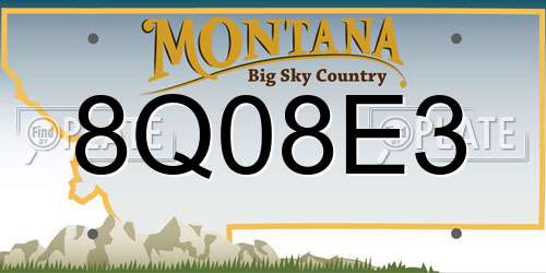 8Q08E3 Montana License Plate