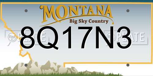 8Q17N3 Montana License Plate