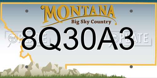 8Q30A3 Montana License Plate