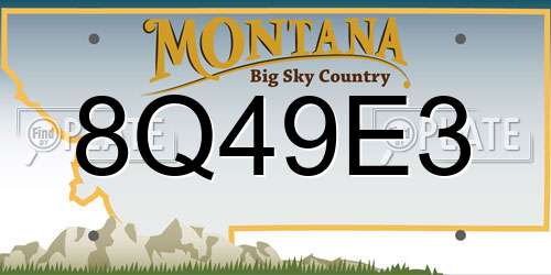 8Q49E3 Montana License Plate