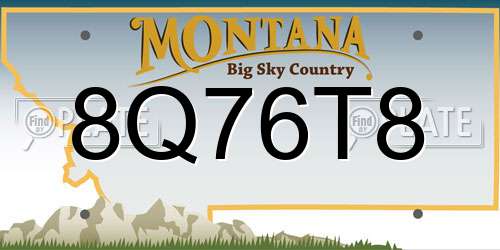 8Q76T8 Montana License Plate