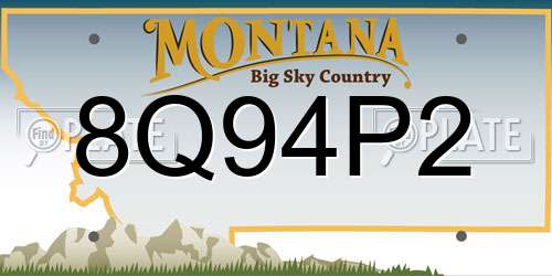 8Q94P2 Montana License Plate