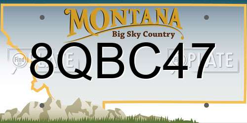 8QBC47 Montana License Plate