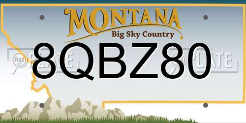 8QBZ80 Montana License Plate