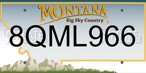 8QML966 Montana License Plate