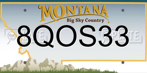 8QOS33 Montana License Plate