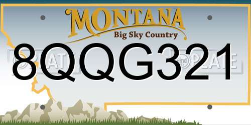 8QQG321 Montana License Plate
