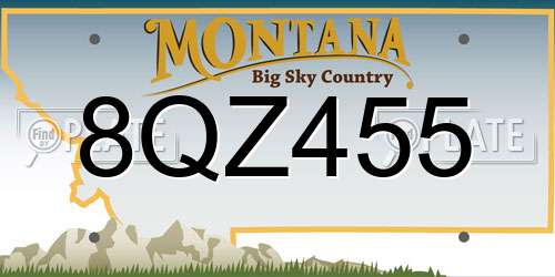 8QZ455 Montana License Plate