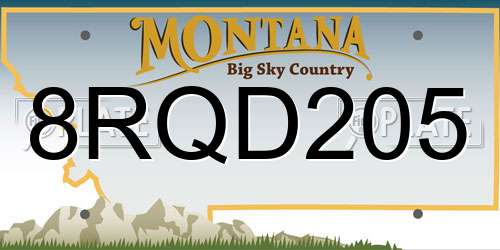 8RQD205 Montana License Plate