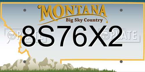 8S76X2 Montana License Plate