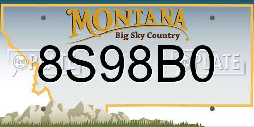 8S98B0 Montana License Plate