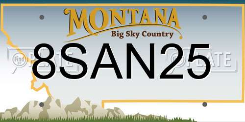 8SAN25 Montana License Plate