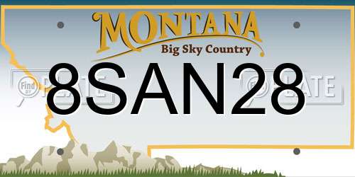 8SAN28 Montana License Plate