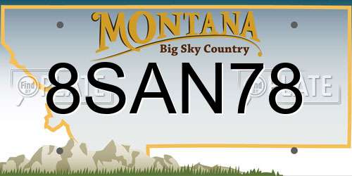8SAN78 Montana License Plate
