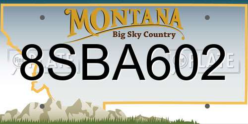 8SBA602 Montana License Plate