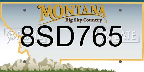8SD765 Montana License Plate