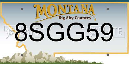8SGG59 Montana License Plate