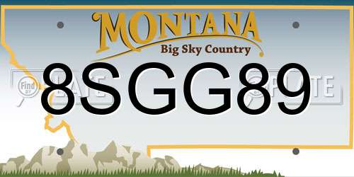 8SGG89 Montana License Plate