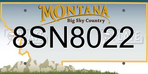 8SN8022 Montana License Plate