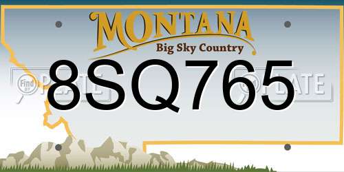 8SQ765 Montana License Plate