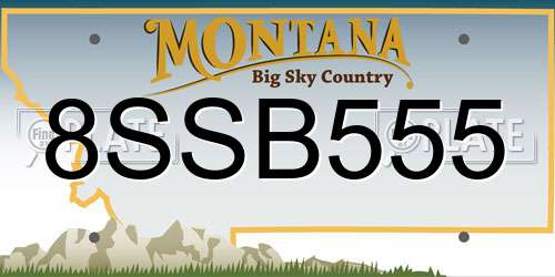 8SSB555 Montana License Plate