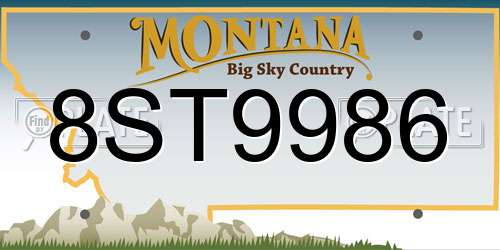 8ST9986 Montana License Plate