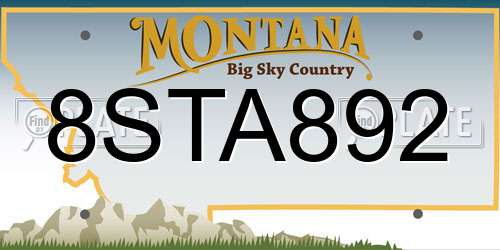 8STA892 Montana License Plate