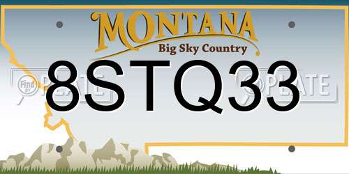 8STQ33 Montana License Plate