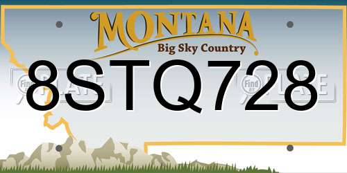 8STQ728 Montana License Plate