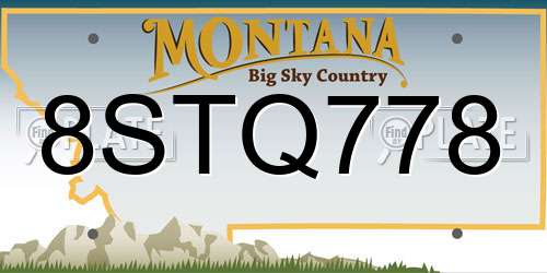 8STQ778 Montana License Plate