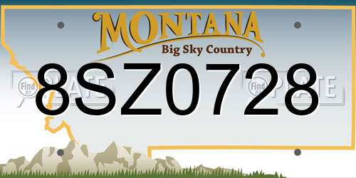 8SZ0728 Montana License Plate