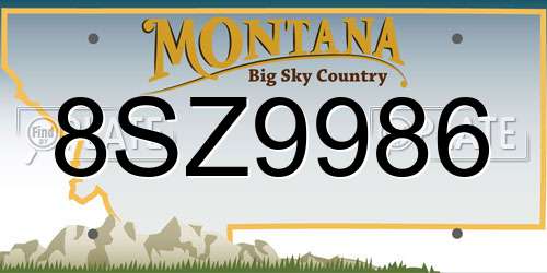 8SZ9986 Montana License Plate