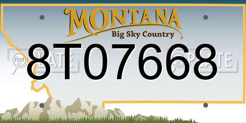 8T07668 Montana License Plate