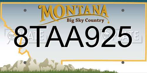 8TAA925 Montana License Plate