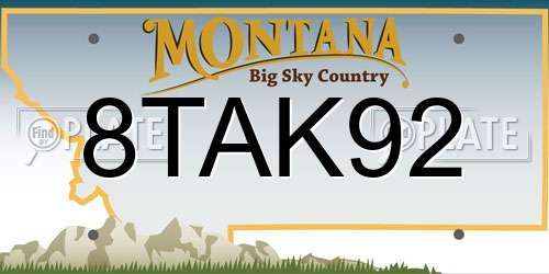 8TAK92 Montana License Plate
