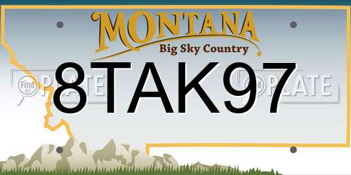8TAK97 Montana License Plate