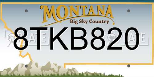 8TKB820 Montana License Plate