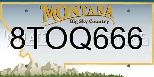 8TOQ666 Montana License Plate