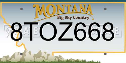 8TOZ668 Montana License Plate