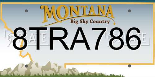 8TRA786 Montana License Plate