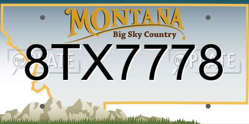 8TX7778 Montana License Plate