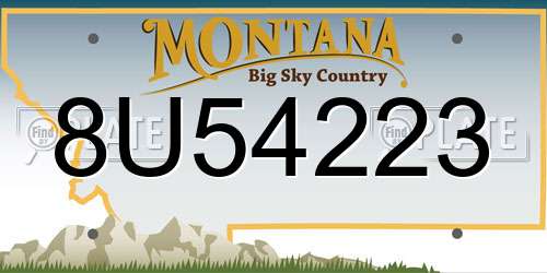 8U54223 Montana License Plate